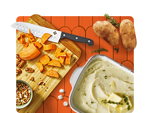 Mashed potatoes and sweet potato casserole.
