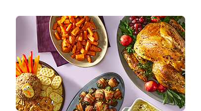 Cooked Thanksgiving turkey and sides.