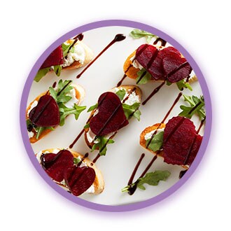 Crostini with Goat Cheese and Roasted Beet Hearts