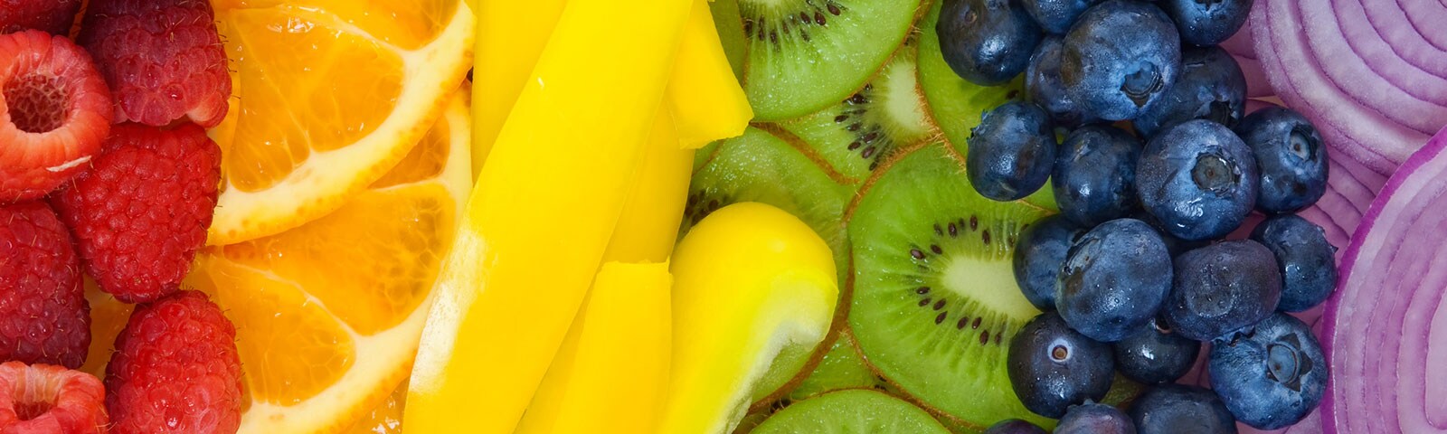 Rainbow color fruits and vegetables