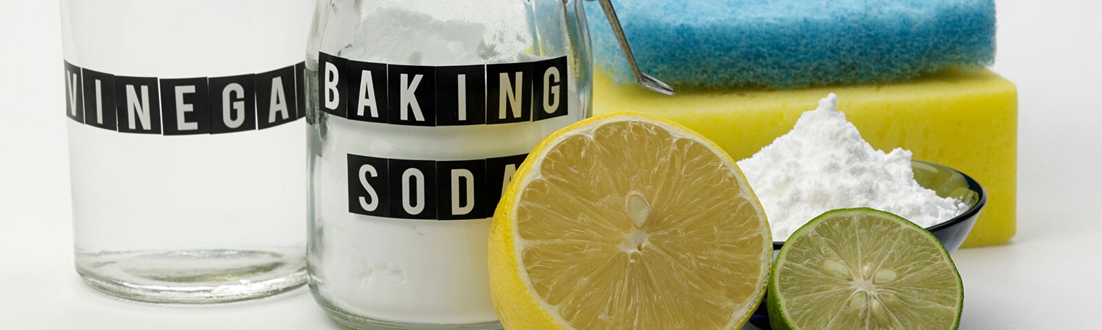 Vinegar, baking soda, salt and citrus Vinegar, baking soda, salt and citrus