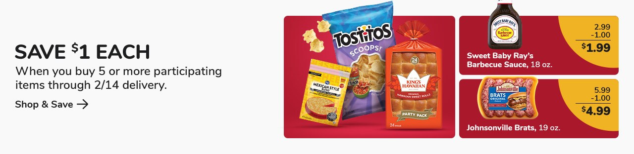 Buy 5, Save $1 Each through 2/14 delivery
