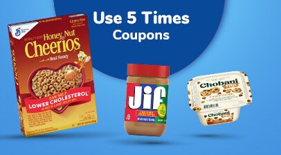 Clip these coupons once. Then use them up to 5 times through 10/3.