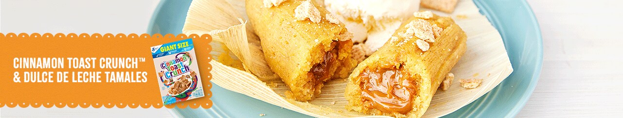 cinnamon toast crunch and dulce de leche tamales