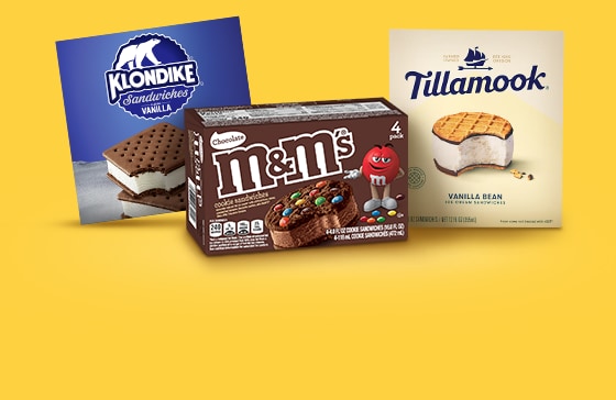 Ice cream bars, cones and sandwiches.